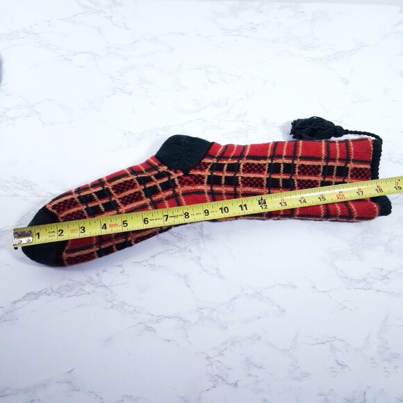 Shetland Wool Plaid Cabincore Christmas Stocking with Tassel TRISTAN - Picture 3 of 4